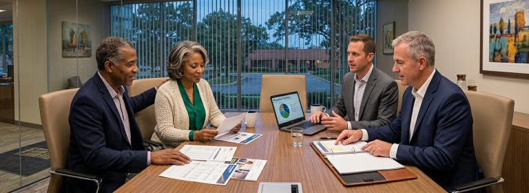 Couple in a office with a financial planner